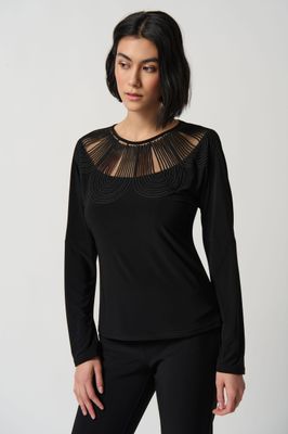 Joseph Ribkoff Dolman Sleeve, silky knit fitted top Was $259 Now $130
