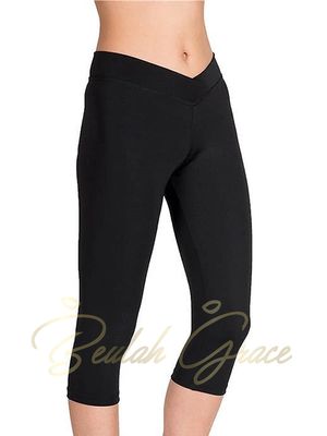 3/4 V Waist Leggings - Black