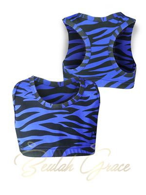 Muscleback Croptop - Sapphire Zebra Print