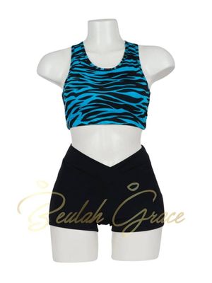 Muscleback Croptop - Turquoise Zebra