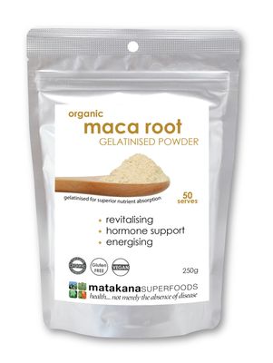Matakana Organic Maca Root Gelatinised Powder (blend, yellow, red &amp; black) 250gm pouch