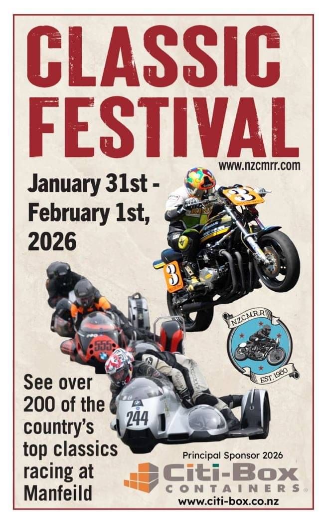 NZ Classic Motorcycle Racing 31 Jan - 1 Feb, 2026