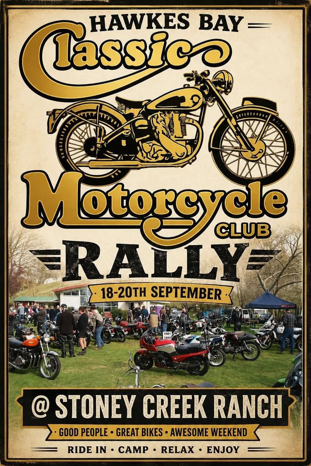 Hawkes Bay Classic Motorcycle Club Annual Rally 18 to 20 September 2026