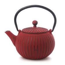 Cast Iron Teapot 500ml Ribbed Red