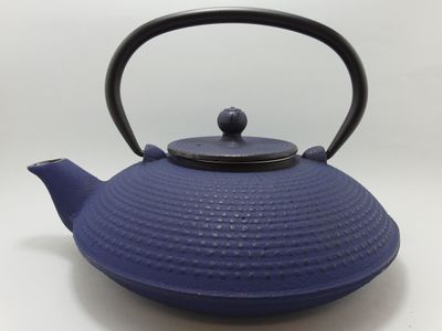 Cast Iron Teapot 800ml Fine Hobnail Blue