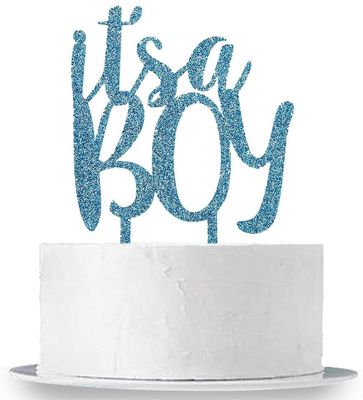 Blue Glitter Its A Boy Cake Topper