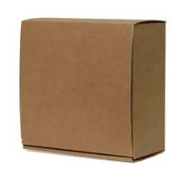 Brown corrugated box with fold over lid