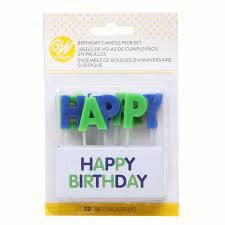 Happy Birthday Candle Picks Set - Blue/Green