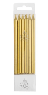 TALL LINE CANDLES METALLIC GOLD 12 CANDLES