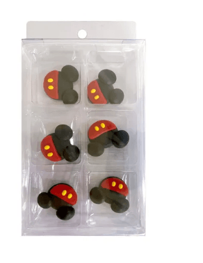 MICKEY MOUSE HEAD SUGAR DECORATIONS 6 PIECE PACK