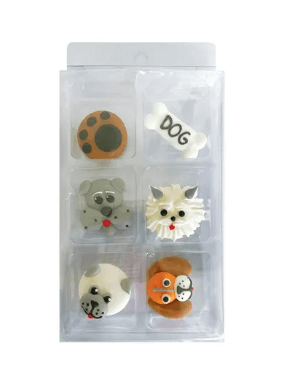 DOGS SUGAR DECORATIONS 6 PIECE PACK