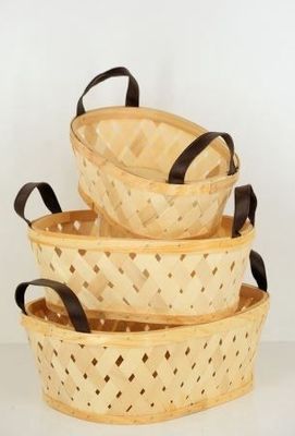 Wood Plait Rec Basket S - 27D x 12cmH