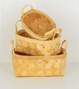 Wood Plait Rectangular Basket M - 26 x 20 x 11cmH