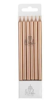 TALL LINE CANDLES METALLIC ROSE GOLD 12 CANDLES