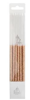 GLITTER DIPPED CANDLES  ROSE GOLD 12 CANDLES