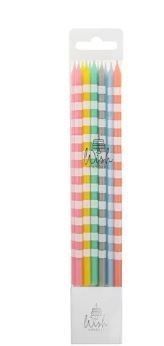 TALL PASTEL CANDLE WITH STRIPES  12 CANDLES