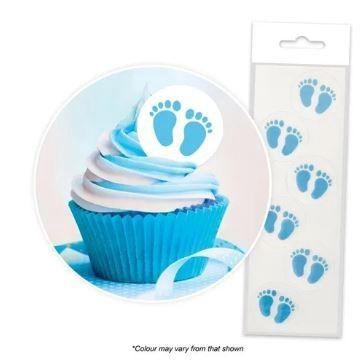 EDIBLE BLUE BABY FEET WAFER TOPPERS | PACKET OF 24