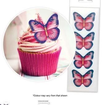 PINK &amp; PURPLE BUTTERFLY | WAFER TOPPERS | PACKET OF 16