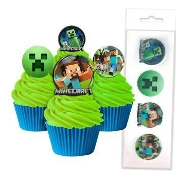 MINECRAFT | EDIBLE WAFER CUPCAKE TOPPERS | 16 PIECE PACK