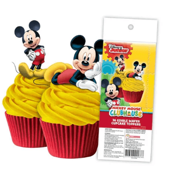 MICKEY MOUSE EDIBLE WAFER CUPCAKE TOPPERS - 16 PIECE PACK