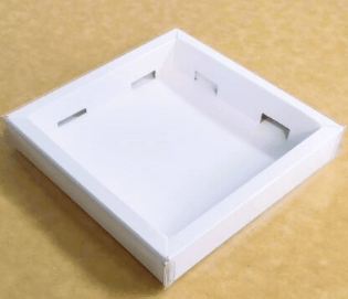 White Double Wall Card Base with PVC Lid (135x135x27mm)