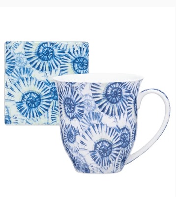 Ocean Beauty Blue Shell Mug &amp; Coaster Set