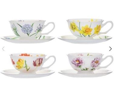 Botanical Symphony Assorted Cup &amp; Saucer Set Of 4