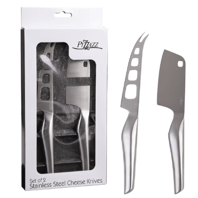 STAINLESS STEEL CHEESE KNIVES W/ SATIN FINISH SET 2