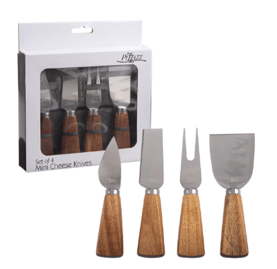 MINI CHEESE KNIVES W/ ACACIA WOOD HANDLE SET 4