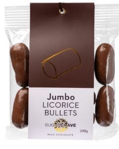 Jumbo Licorice Bullets &ndash; Milk Chocolate 200g