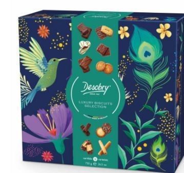 Desobry Colibri Gift Box Assortment Of Chocolate &amp; Plain Biscuits 750g