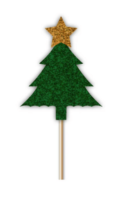 Glitter Christmas Tree Cupcake Toppers Green 12pk