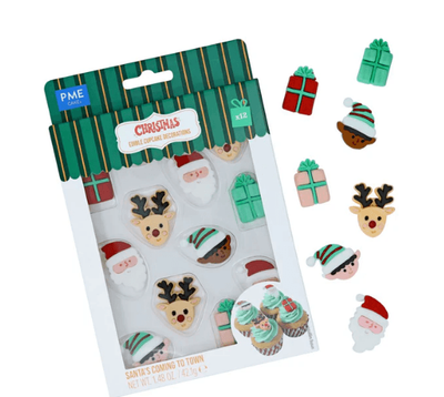 Edible Sugar Decorations - Santa&#039;s Coming to Town 12pc