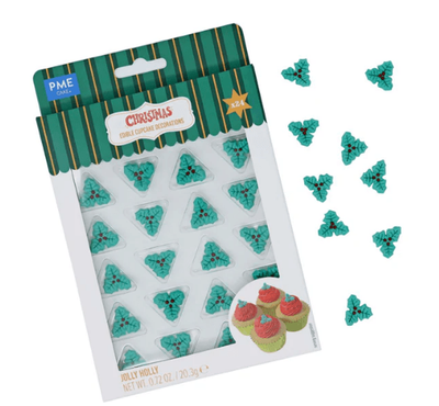 Edible Sugar Decorations - Jolly Holly 24pk