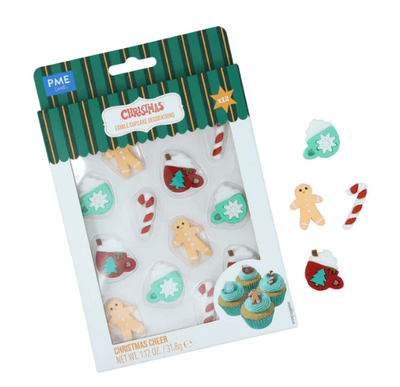 Edible Sugar Decorations - Christmas Cheer 12pc