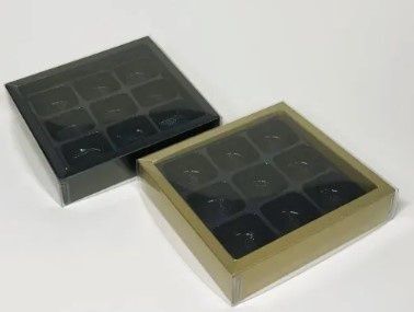 9 Chocolate Double wall Box card base with PVC lid, includes insert