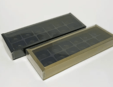 12 Chocolate Double wall Box card base with PVC lid, includes insert