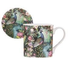 Zen Garden Peacock Mug &amp; Coaster Set