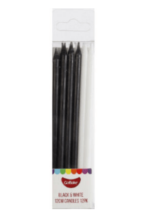 Tall Candles Black and White 12cm