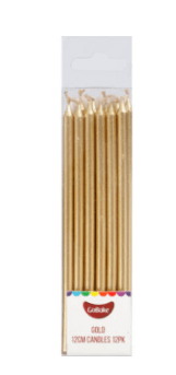 Tall Pearl Gold Candles 12cm