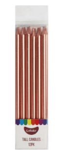 Tall Pearl Rose Gold Candles 12cm