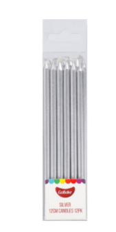 Tall pearl Silver Candles 12cm