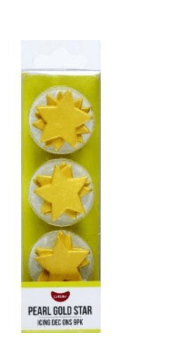 Icing Decoration Stars Pearl Gold 3cm 6pk
