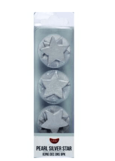 Icing Decorations Stars Pearl Silver 3cm 9pk