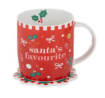 Festive Fun Mug &amp; Coaster Set, Santa's Favourite