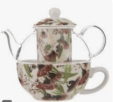 Trudy's Garden Silver Princess Glass Top Tea For One