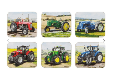 Tractors Then/Now Assorted 6pk Coaster
