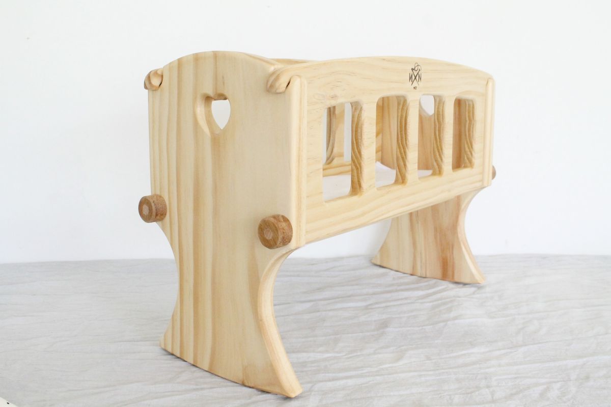 dolls wooden cot with door