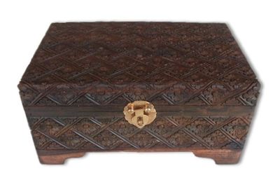 Jewellery Box - Carved Wooden Jewellery Box - 30cm x 15cm