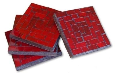 Mosaic Coasters (Set of 4) / Red
